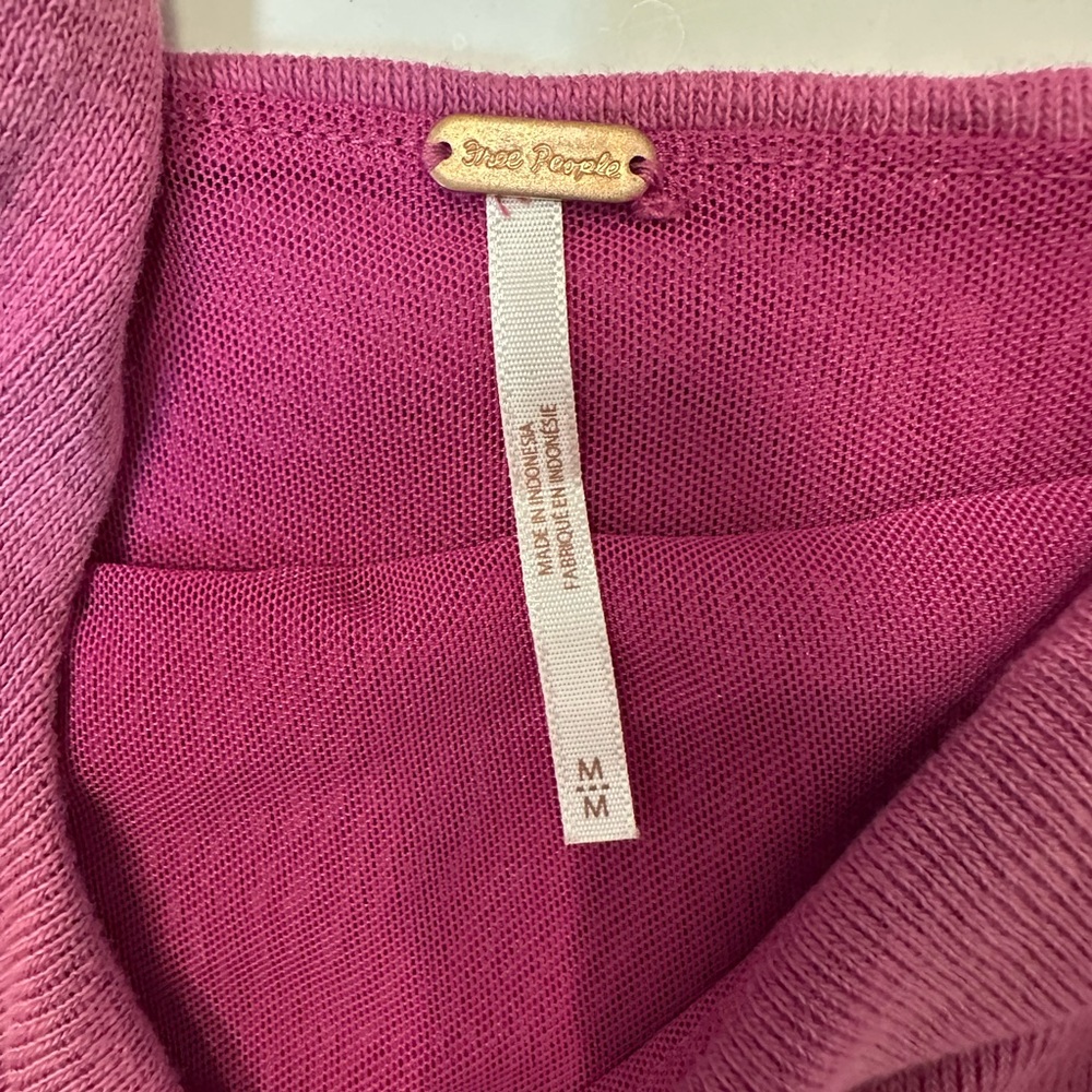 Free People Raspberry Tie-Shoulder Ribbed Tank - Picture 4 of 4
